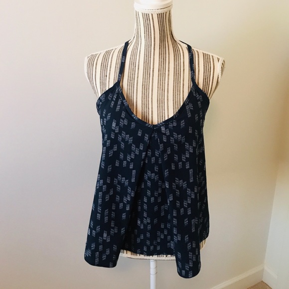 Lucy Tops - Lucy Activewear Navy and White Flowy Tank
